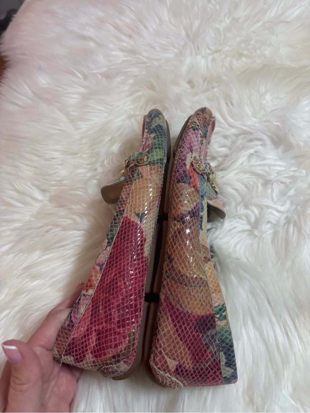 Anne Klein Multicolor Snake-Print Loafers with Chain Accent - Picture 7 of 8